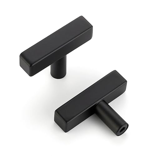 HOME EDIT 10 Pack Matte Black Cabinet Knobs 2 in, Black Square Bar Hardware - color: Black&square Bar