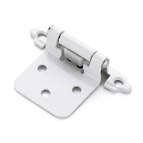 White Cabinet Hinges, 1/2 Inch Overlay, 4 Pack(2 Pairs) - color: White