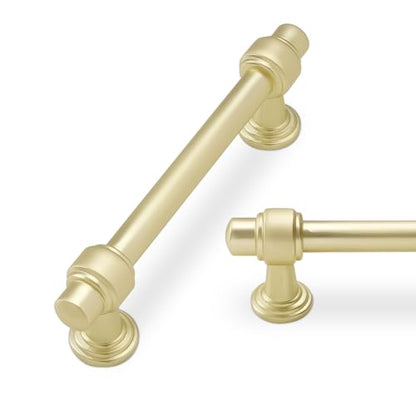 10 Pack 3.75 inch Brushed Brass Kitchen Cabinet Handles Cabinet Pulls Gold Drawer Pulls Kitchen Cabinet Hardware Handles Dresser Handles - color: Brushed Brass, size: 3.75" Hole Center（96mm）