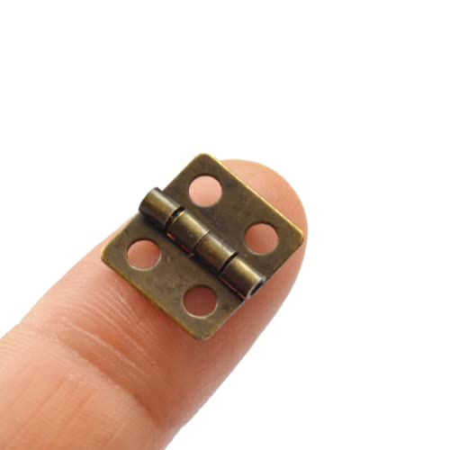30 Pcs Antique Bronze Mini Hinge Vintage Folding Butt Hinges with Screws for Crafting Box Jewelry Wood Case Gift Chest Trinket Boxes Small Size (Length:1/2", Width:1/2") - size: Bronze
