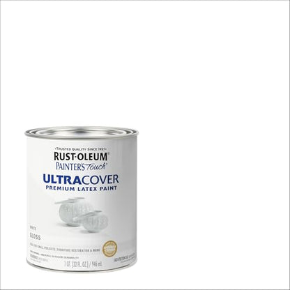 Rust-Oleum Painter's Touch Latex Brush-On Paint, Gloss White - color: Gloss White, size: 1 Quarts (Pack of 1)
