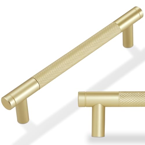 10 Pack 5 Inch Brushed Brass Kitchen Cabinet Handles - color: Brushed Brass, size: 5'' Hole Center(128mm)