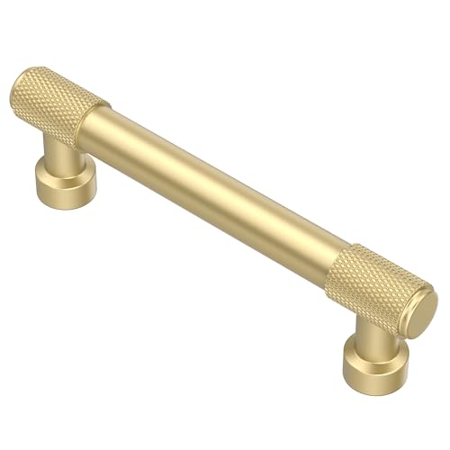 Alzassbg 3-3/4" Brushed Gold Cabinet Pulls and Handles 10 Pack, AL3017MGP - color: Brushed Gold, size: 3-3/4" Hole Center