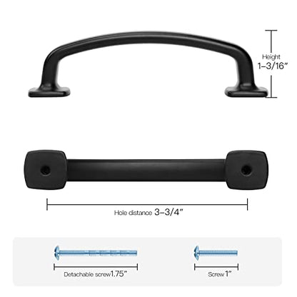 Ravinte Arch Cabinet Pulls 3-3/4in 10 Pack Black Kitchen Cabinet Handles - color: Black, size: 3-3/4 inch hole center