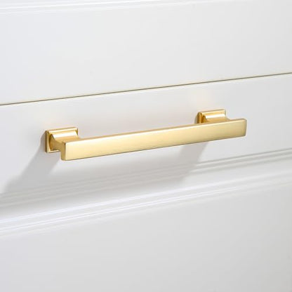 10 Pack 6 Inch Length|5 Inch(128mm) Hole Center Brushed Gold Kitchen Cabinet Handles, Cabinet Pulls Kitchen Cabinet Hardware, Cupboard Pulls, Drawer Handles - color: Brushed Gold, size: 5 inch Hole Center(128mm), style: 10 Pack Handle
