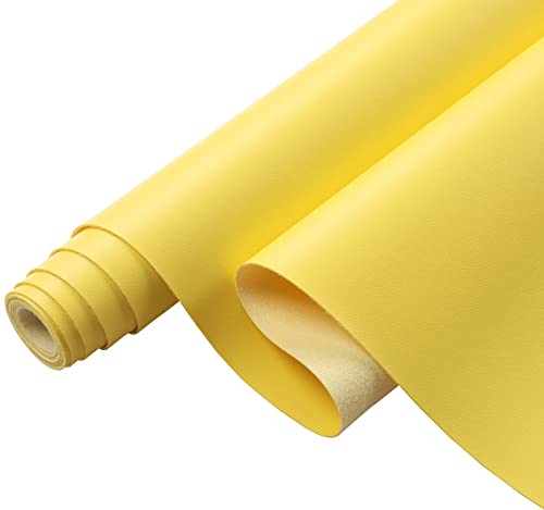 Picheng Smooth Faux Leather Sheets: 13.8"X53" Solid Soft Faux Leather Roll - color: Yellow