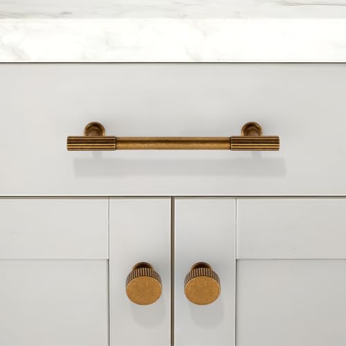10 Pack Antique Brass Cabinet Knobs 1-1/10 Inch(28mm) Single Hole Cabinet Pulls Round Kitchen Cabinet Knobs Drawer Knobs - color: Antique Brass, size: Single Hole Knob