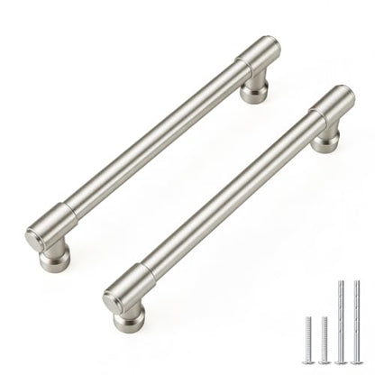 Goldenwarm 10 Pack 5 Inch Brushed Nickel Cabinet Pulls Modern Kitchen & Bathroom Hardware Heavy Duty Zinc Alloy Drawer Handles with Complete Screw Kit Consistent Finish for Whole-Home Renovations - color: Brushed Satin Nickel, size: 5 Inches Hole Center