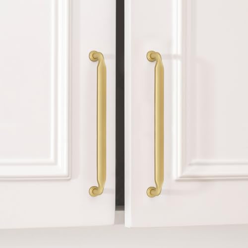 Goldenwarm 10 Pack 7-1/2 Inch Brushed Brass Cabinet Pulls Solid Handles - color: Brushed Brass, size: 7-1/2 Inch Hole Center