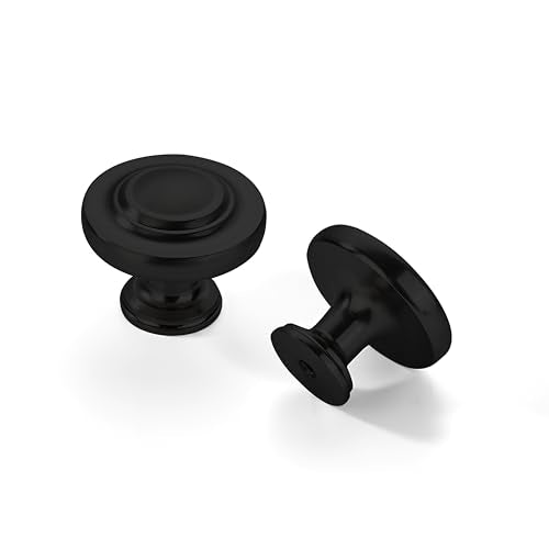 khtumeware 4 Pack Large 1-3/4 Inch Cabinet Knob, Metal Zinc Alloy Handle, Matte Black Drawer Handle, Bifold Closet/Wardrobe/Cabinet/Bathroom Cabinet Door Knobs, Durable - color: Matte Black, size: 1-3/4 Inch Diameter-Knob