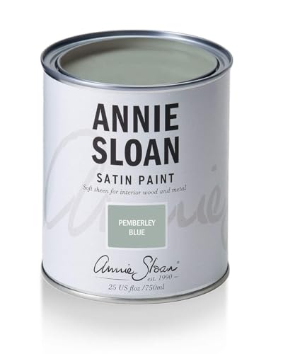 Annie Sloan Satin Paint (Pemberley Blue, 25 Fl Oz/750 mL). Soft sheen for interior wood and metal. Self-leveling, all-in-one paint with no wax or lacquer required. - color: Pemberley Blue