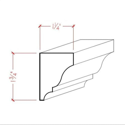 EWSC18 Solid Crown 1-3/4" High x 1-1/4" Deep Moulding. Unfinished, Poplar, 94" - size: 94 inches