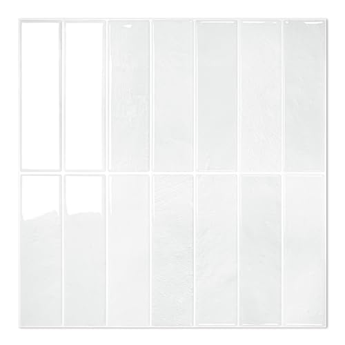 STICKGOO 10-Sheet Peel and Stick Backsplash Tile(Thicker Design) - color: Faux White Wall