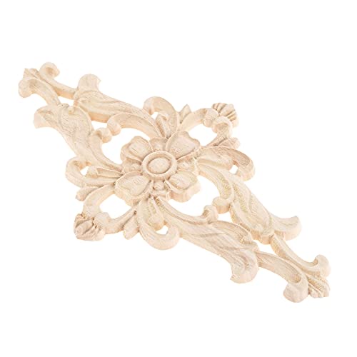1Pc Wood Carved Appliques Central Wooden Carving Onlays Furniture Decals - size: 1-Pack, 10.63 x 5.51 inches