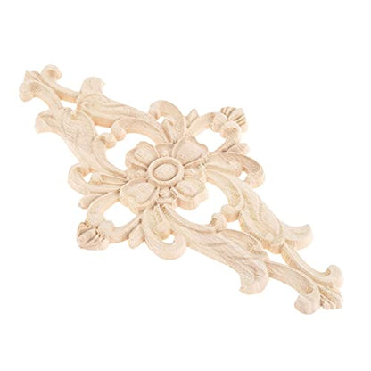 1Pc Wood Carved Appliques Central Wooden Carving Onlays Furniture Decals - size: 1-Pack, 10.63 x 5.51 inches
