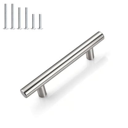 Gobrico 5 Pack 3 Inch (76mm) Hole Center Cabinet Pulls, Brushed Nickel Kitchen Cabinet Handles, T Bar Style Drawer Pulls, Stainless Steel Cabinet Handles, 5'' Overall Length - color: Brushed Nickel, size: 3 Inch Hole Center