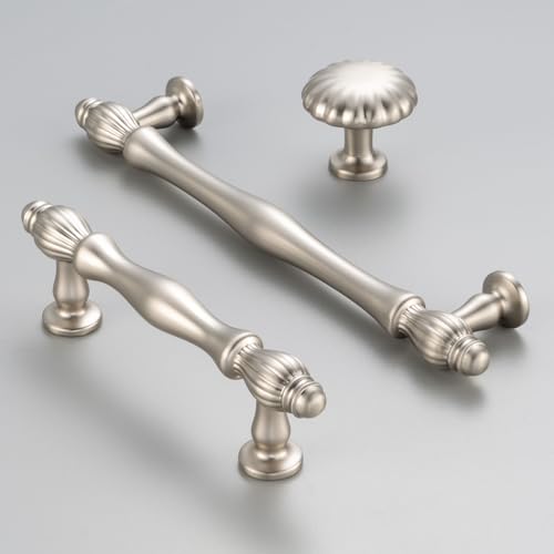 Brushed Nickel Cabinet Knobs Round Cabinet Pulls 10 Pack 2510 - color: Brushed Nickel, size: Single Hole