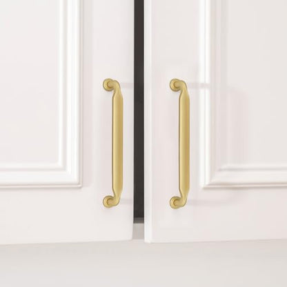 Goldenwarm 10 Pack 5 Inch Brushed Brass Cabinet Pulls Solid Cabinet Handle - color: Brushed Brass, size: 5 Inch Hole Center