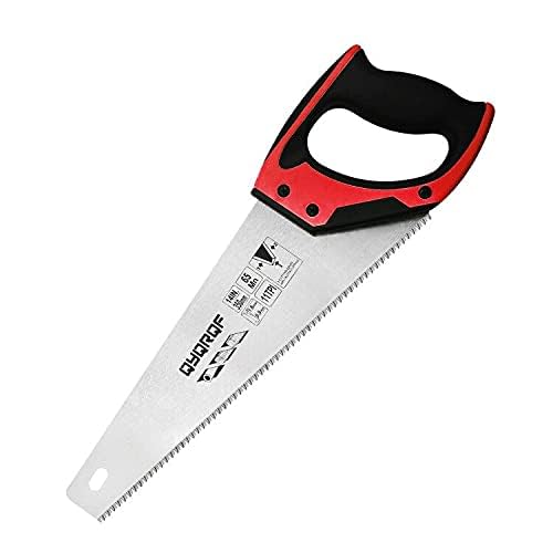 14 in Pro Hand Saw, 11 TPI Fine-Cut Soft-Grip Hardpoint Handsaw, Red - color: Red-14 Inch