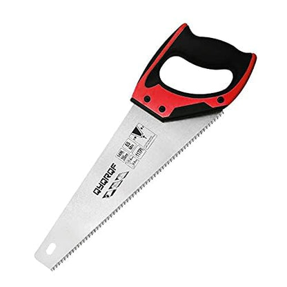 14 in Pro Hand Saw, 11 TPI Fine-Cut Soft-Grip Hardpoint Handsaw, Red - color: Red-14 Inch