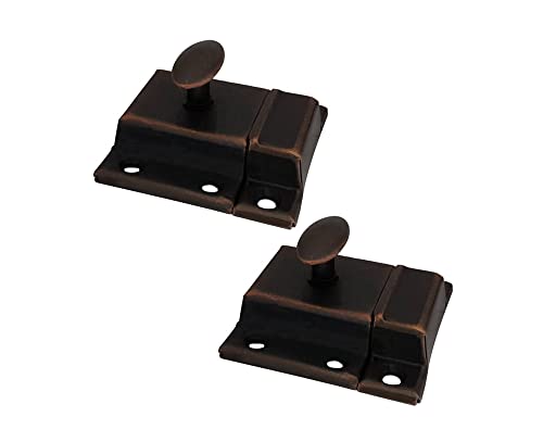 QCAA Oval Turn Cabinet Latch, for Cupboard & Other Furniture, Large, Antique Copper, Made in Taiwan, 2 Pack - color: Antique Copper, size: 2pack-large
