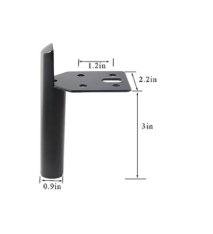 3 Inch Furniture Legs Side Mounted Coffee Table Feet Black, Set of 4 - size: 3 Inch
