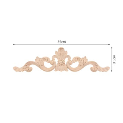 2Pcs Wood Carved Appliques Long Flower Carving Wooden Onlays 13.78"x3.74" - color: 2Pcs, size: 35x9.5 cm/13.78"x3.74"