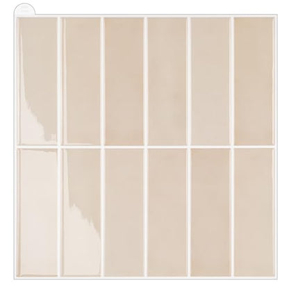 Alwayspon 10 Sheets 12" x12'' Light Beige 3D Vinyl Backsplash Tiles, Self-Adhesive Peel and Stick Wall Tile Stickers Stick on Subway Tiles for Kitchen Bathroom Wall - color: Light Beige