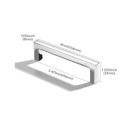 khtumeware 10 Pack 3-3/4 inch(96mm) Hole Center Polished Chrome Cabinet Pulls Solid Heavy-Duty Square Cabinet Handles Drawer Pulls Kitchen Cabinet Hardware Kitchen Handle - color: Polished Chrome, size: 3-3/4 inch(96mm) hole center