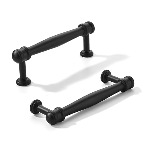 khtumeware 10 Pack 3inch(76mm) Hole Center Black Cabinet pulls Solid Heavy-Duty Tradition Kitchen Cabinet Handle Matte Black Cabinet Hardware for Dressing Table Bathroom Pull - color: Black, size: 3inch(76mm) hole center