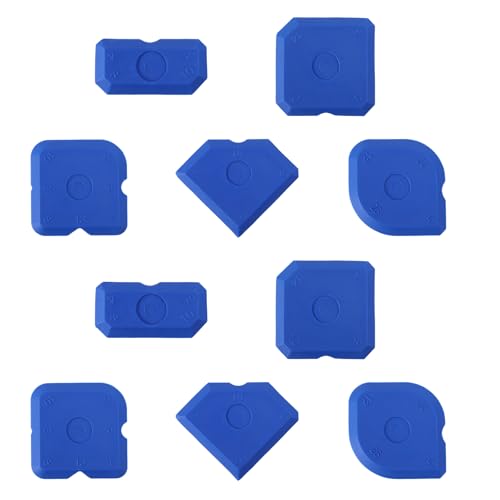 10pcs Silicone Caulking Tool Set, Sealant Finishing Tool Caulk Remover Reusable Grout Scraper for Kitchen Bathroom Floor Window & Sink (Blue)