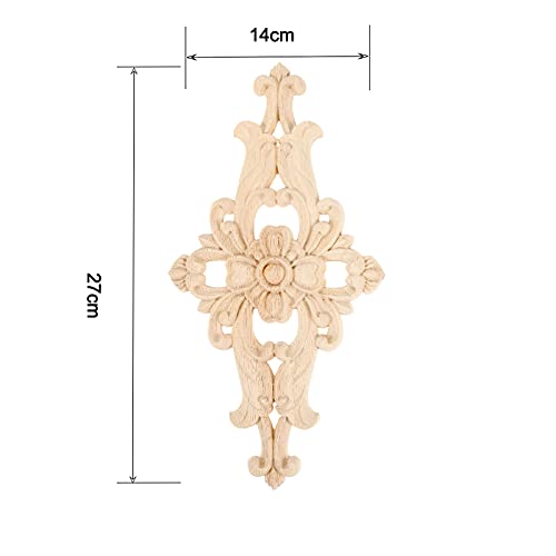 1Pc Wood Carved Appliques Central Wooden Carving Onlays Furniture Decals - size: 1-Pack, 10.63 x 5.51 inches