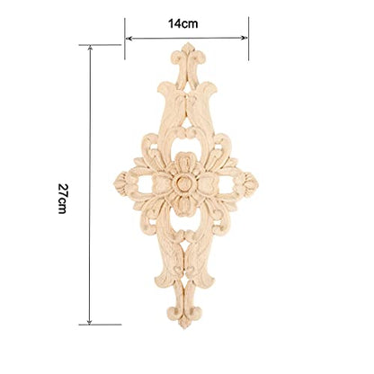 1Pc Wood Carved Appliques Central Wooden Carving Onlays Furniture Decals - size: 1-Pack, 10.63 x 5.51 inches