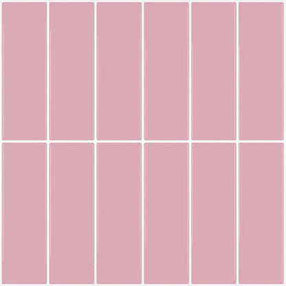 CHIHUT 6 Sheets Pink Glossy Peel and Stick Subway Backsplash Tiles 12"x12" - color: Solid Pink, size: 6 Tiles