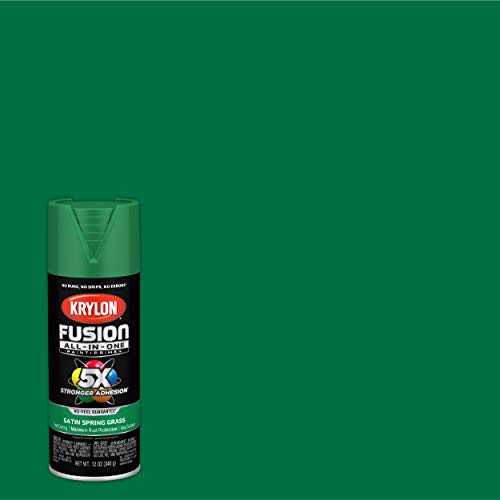 Krylon Fusion ALL-IN-ONE 2751 Satin Spring Grass 12 Ounce (Pack of 2) - color: Spring Grass, size: 12 Ounce (Pack of 2), style: Satin