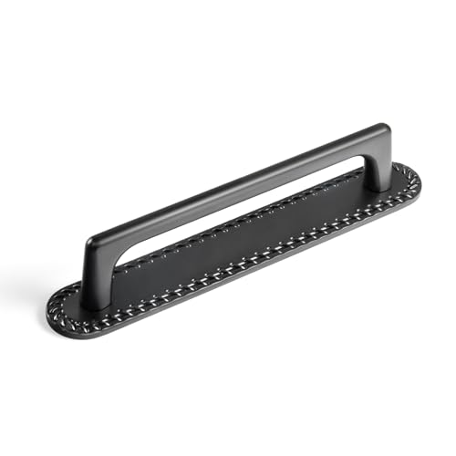 Goo-Ki Matte Black Cabinet Pulls with Backplate- (2 Pack) 5''(128MM) Hole Centers Zinc Alloy Drawer Handle - color: Matte Black, size: 5'' Hole Centers, style: Round Corner Backplate 2