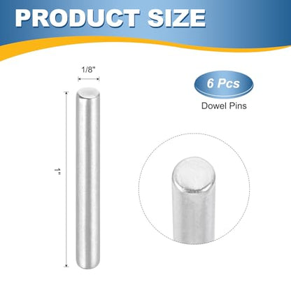 MECCANIXITY 6Pcs 1/8"x1" Dowel Pins Cylindrical Shelf Support Pegs - size: 1/8"x1"