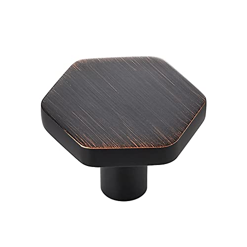 Oil Rubbed Bronze Cabinet Knobs Hexagon 15 Pack Solid Kitchen Hardware - color: Oil Rubbed Bronze