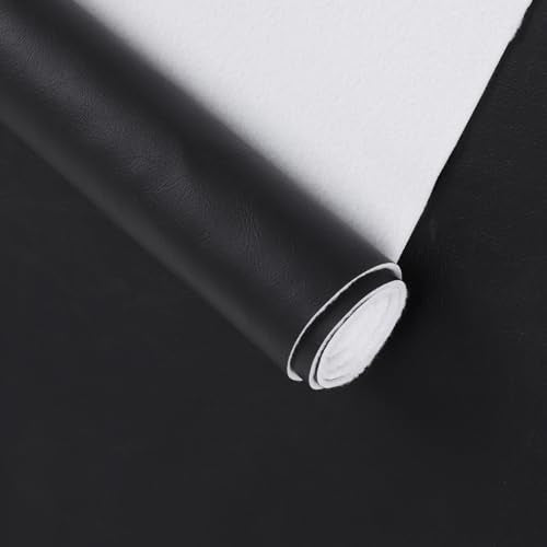 Faux Leather Vinyl Upholstery Fabric by The Yard 1.3mm Thick 55" x 108" - color: Black, size: 3 Yards