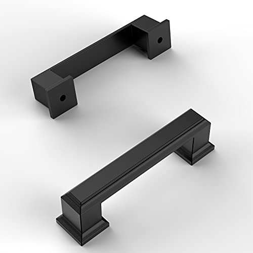 Amerdeco 10 Pack Matte Black Cabinet Pulls 3 Inch(76mm) Hole Center Kitchen Cabinet Handles Cabinet Hardware for Bathroom Drawer Pulls ZH0001 - color: Matte Black, size: 3" hole center, style: 10 Pack