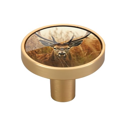 4 Pack Antler Deer Cabinet Knobs Round 1-1/4 Inch (32 mm) Dresser Drawer Pulls Kitchen Cabinet Hardware Handles Knobs for Dresser Kitchen Drawer - color: C08