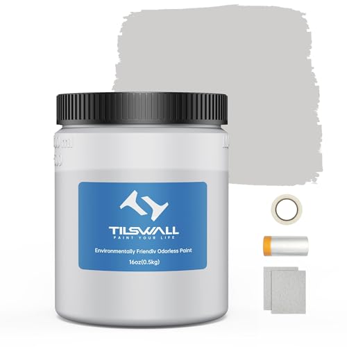 TILSWALL Fence Paint for Paint Sprayer, Durable, Eco-Friendly, Wood Pintura for Cabinet, Crafts, Furniture, Metal, Chair, DIY, Water-Based, Non-Toxic and Odorless, Easy to Apply（Light gray）,Pint 16 oz