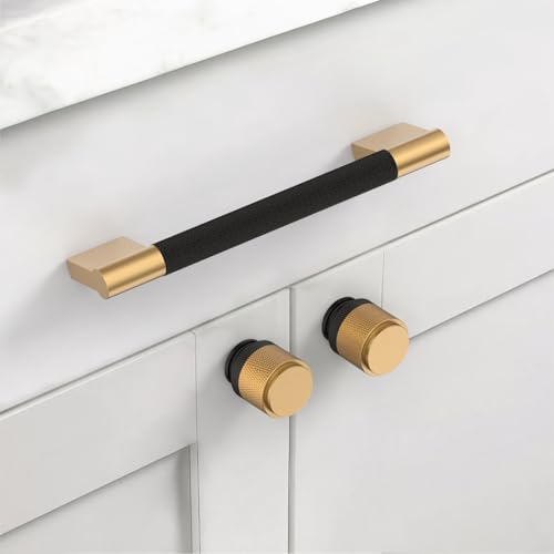 Asidrama 10 Pack 5 inch Matte Black and Champagne Bronze Cabinet Pulls - color: Black-Champagne Bronze, size: 5" Hole Center(128mm)