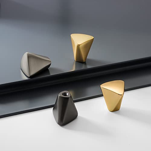 6 Pieces Gold Triangle Cabinet Knob, Brass Dresser Drawer Knobs - size: 6 Pack