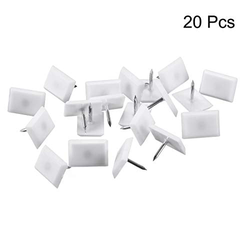 uxcell Furniture Feet Nail Plastic Glide Nails Square Chair Table Leg Protector Pads 18mm x 12mm White 20pcs - size: 18mmx12mm