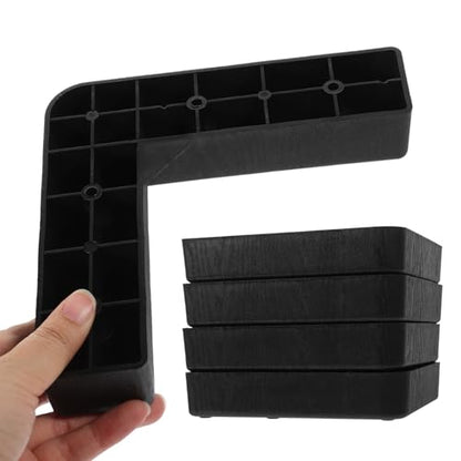 NUOBESTY 4pcs Black Plastic L-Shaped Furniture Legs for Sofa and Bed - size: 16.50X16.50X3.50CM