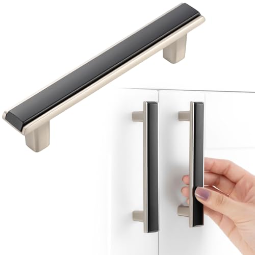 Black and Nickel Cabinet Pulls Drawer Handle 3-3/4 Inch 5 Pack 2281 - color: Matte Black & Brushed Nickel, size: 3-3/4 In Hole Distance, style: 5 Pack