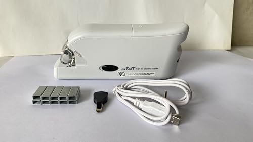 Electric Stapler with Intelligent Dual Power Supply Portable Office Supplies White, Suitable for No. 10 Staplers