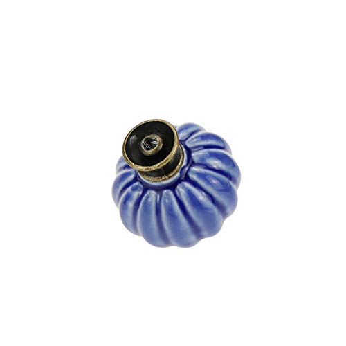 Geesatis 10Pcs Blue Ceramic Drawer Pulls, 1.3"Round Kitchen Cabinet Handles - color: Blue