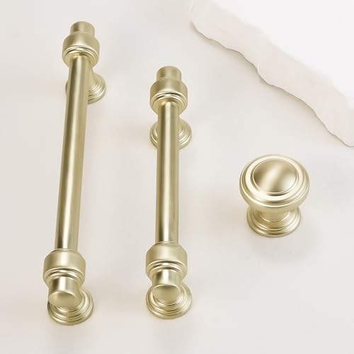 10 Pack 6-1/4 inch(160mm) Brushed Brass Cabinet Handles and Pulls - Gold Drawer Pulls and Hardware for Kitchen and Dresser - color: Brushed Brass, size: 6-1/4" Hole Center（160mm）
